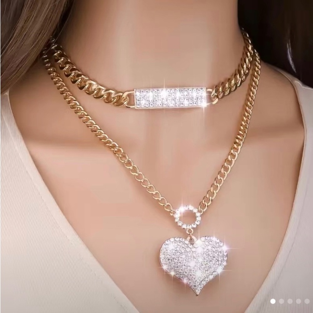 European style love double‎ necklace